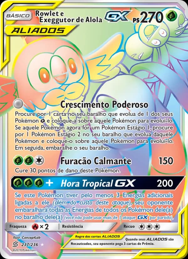 Rowlet e Exeggutor de Alola GX