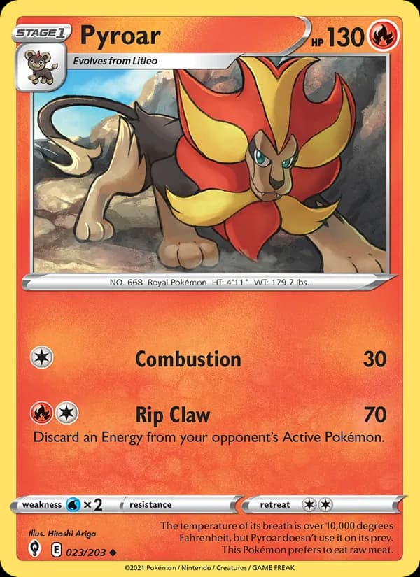 Pyroar de Céus em Evolução
