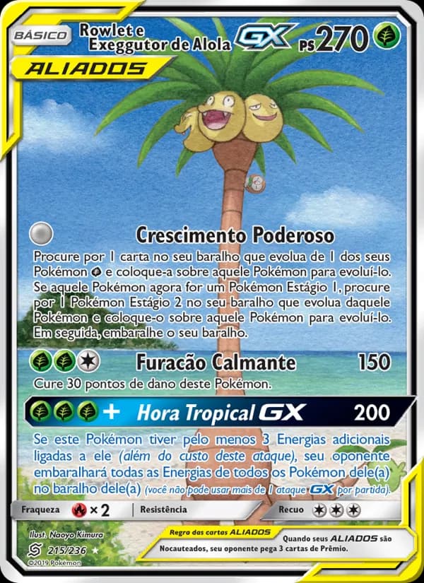 Rowlet e Exeggutor de Alola GX