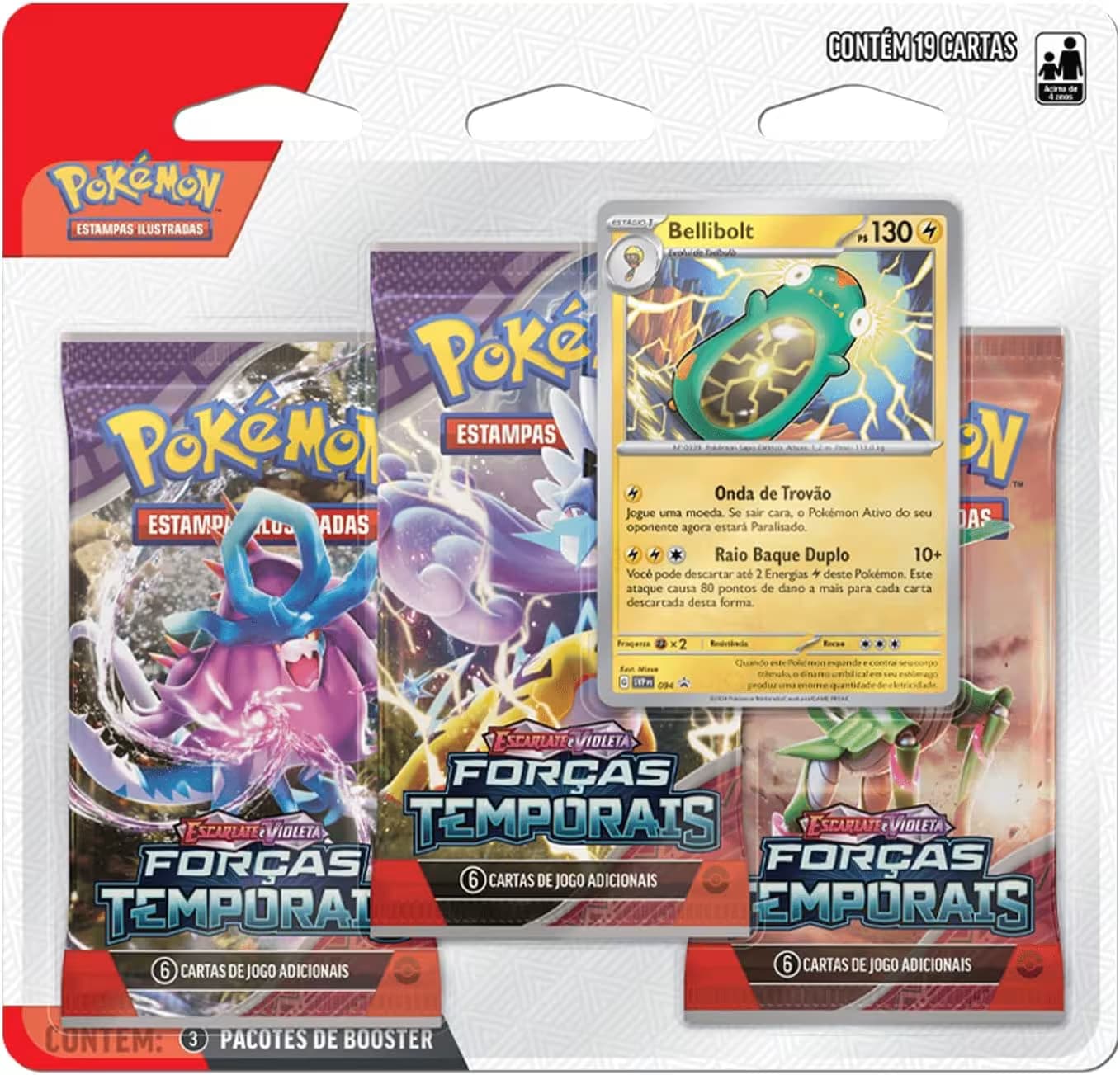 Blister Triplo Pokémon Forças Temporais – 6 unidades – PT-BR